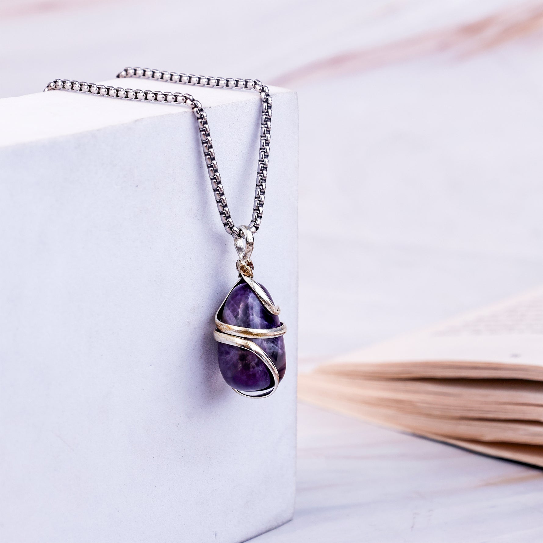 Amethyst Wrapping Pendant - Abhimantrit & Certified
