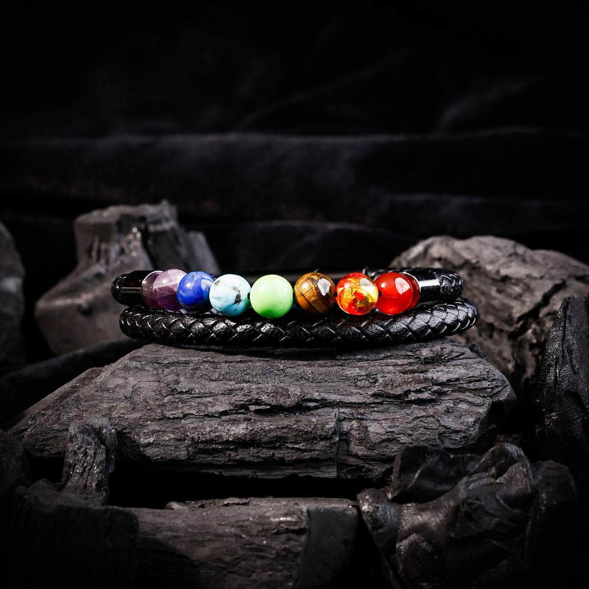 Seven Chakra Leather Bracelet