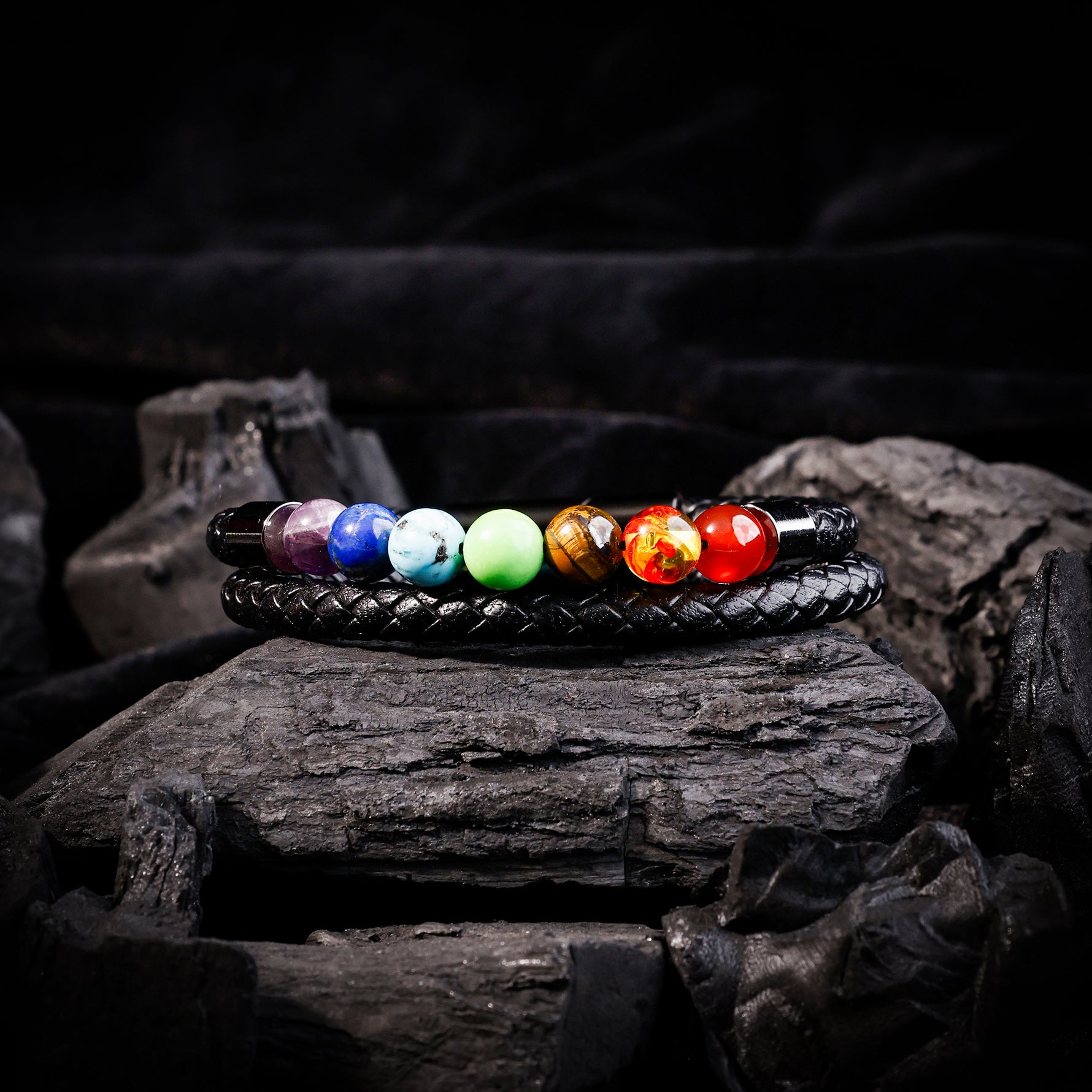 Seven Chakra Leather BraceletSeven Chakra Leather Bracelet - Abhimantrit