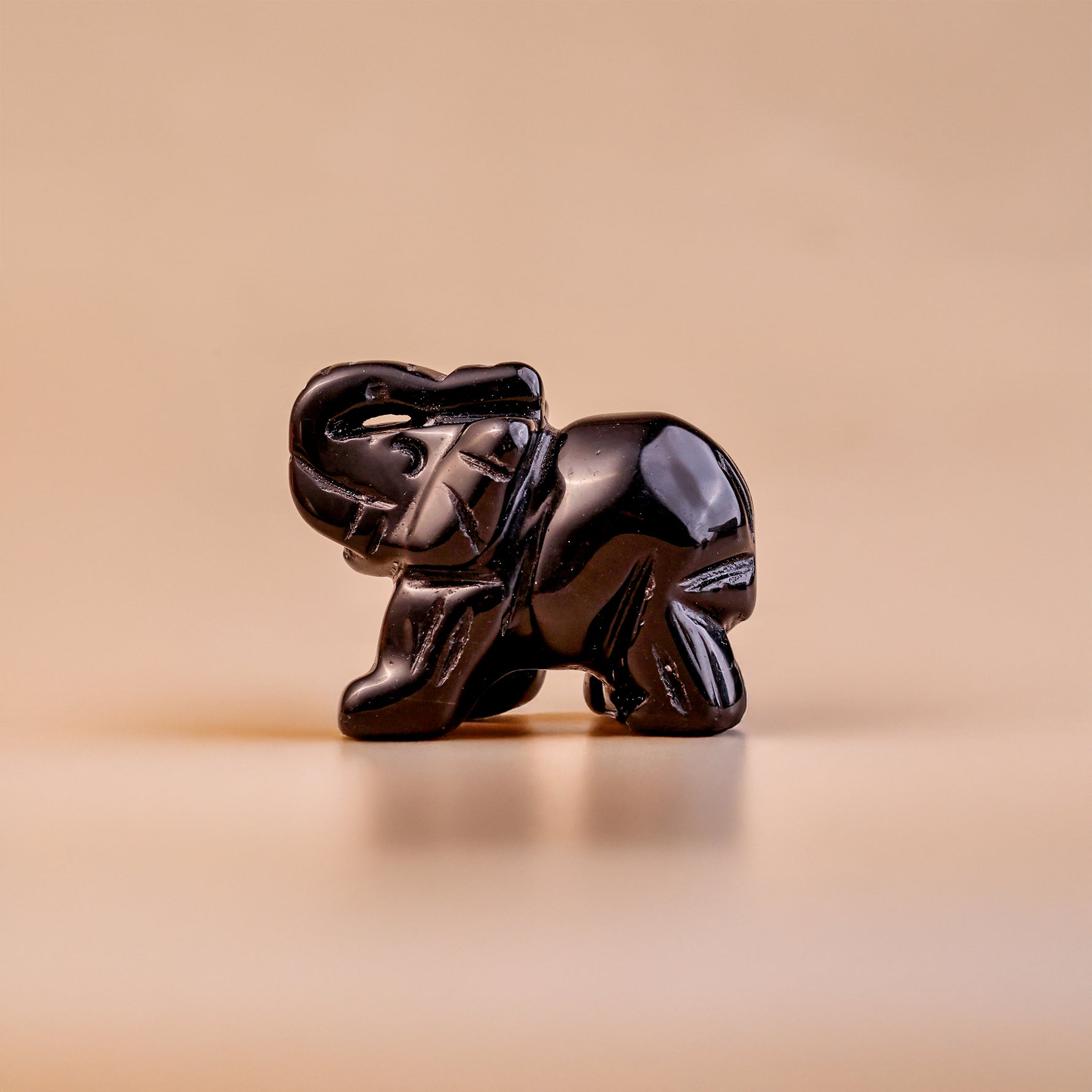 Black Obsidian Crystal Elephant - Abhimantrit