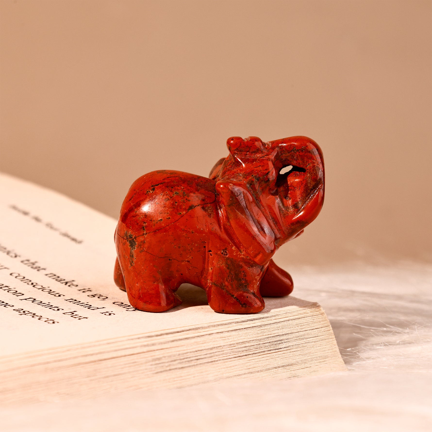 Red Jasper Crystal Elephant - Abhimantrit