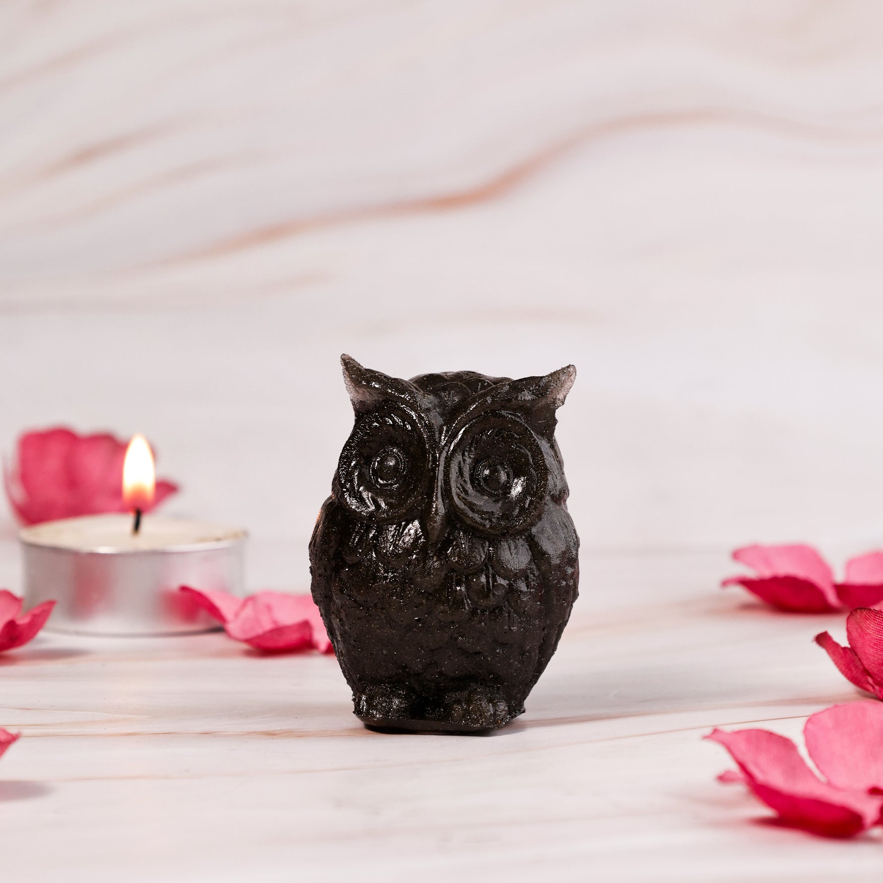 Pyrite Dust Owl Statue - Abhimantrit