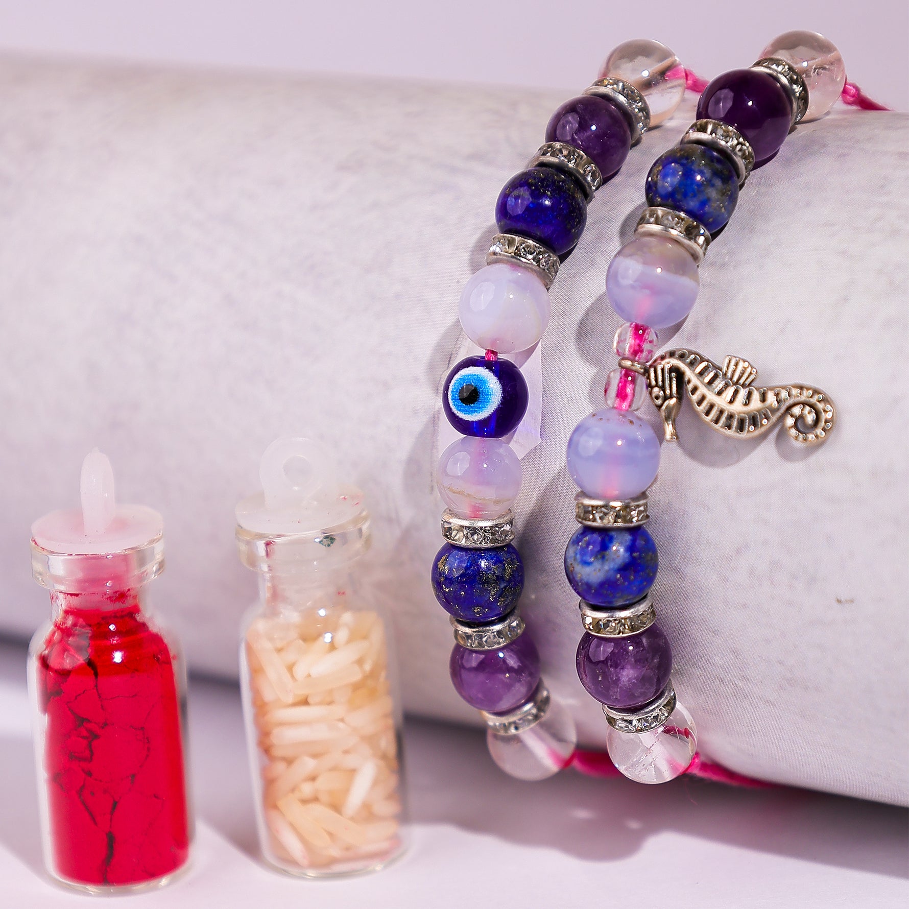 Clear , evil eye ,rose rakhi - Abhimantrit