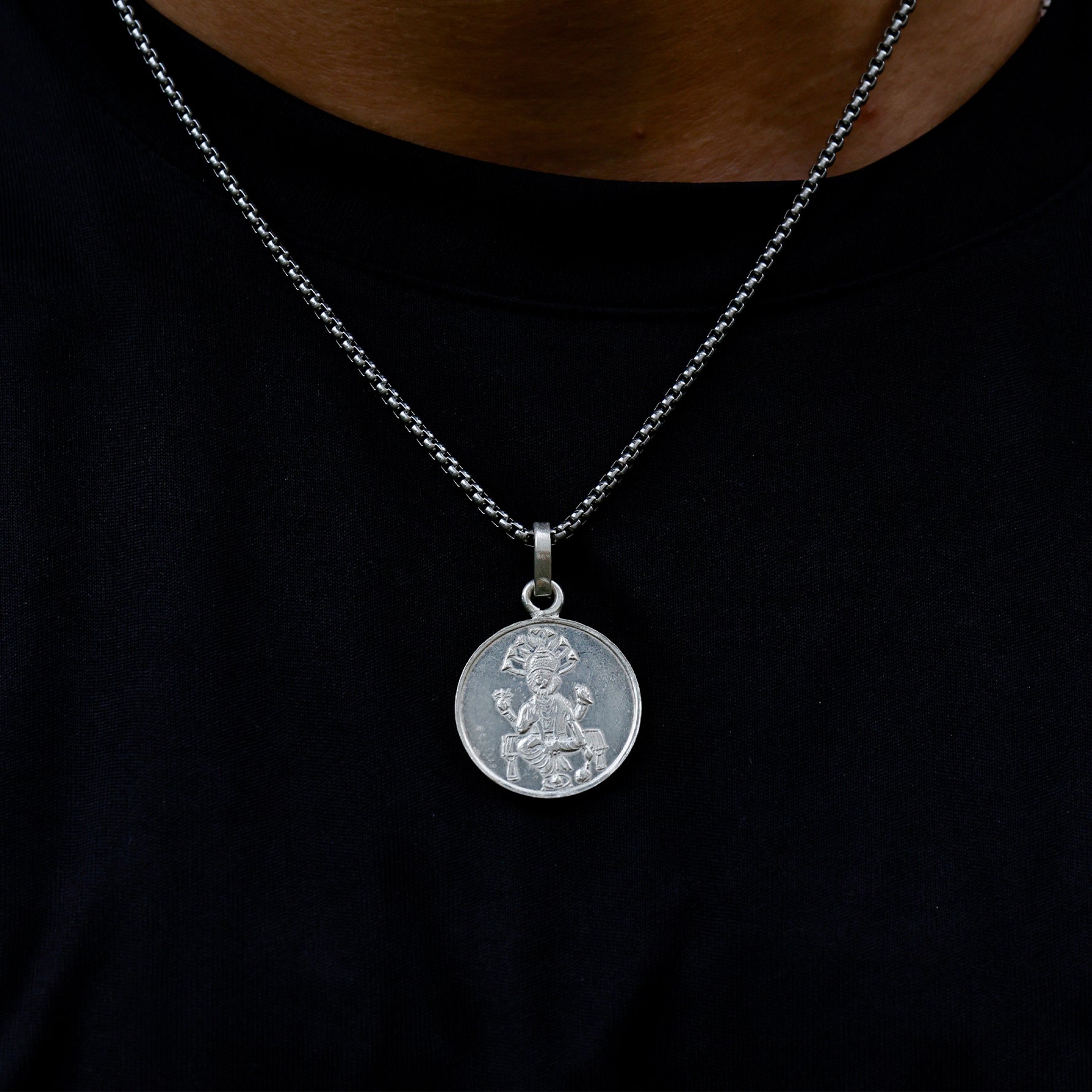 Narsinga Bhagwan Yantra Pure Silver Pendant - Abhimantrit