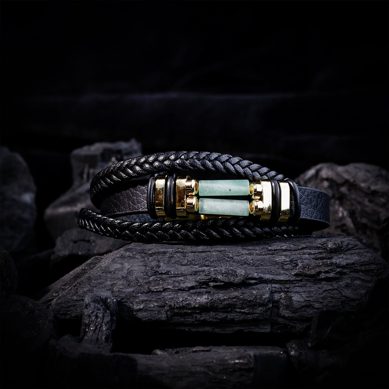 Green Aventurine Leather Bracelet - Abhimantrit