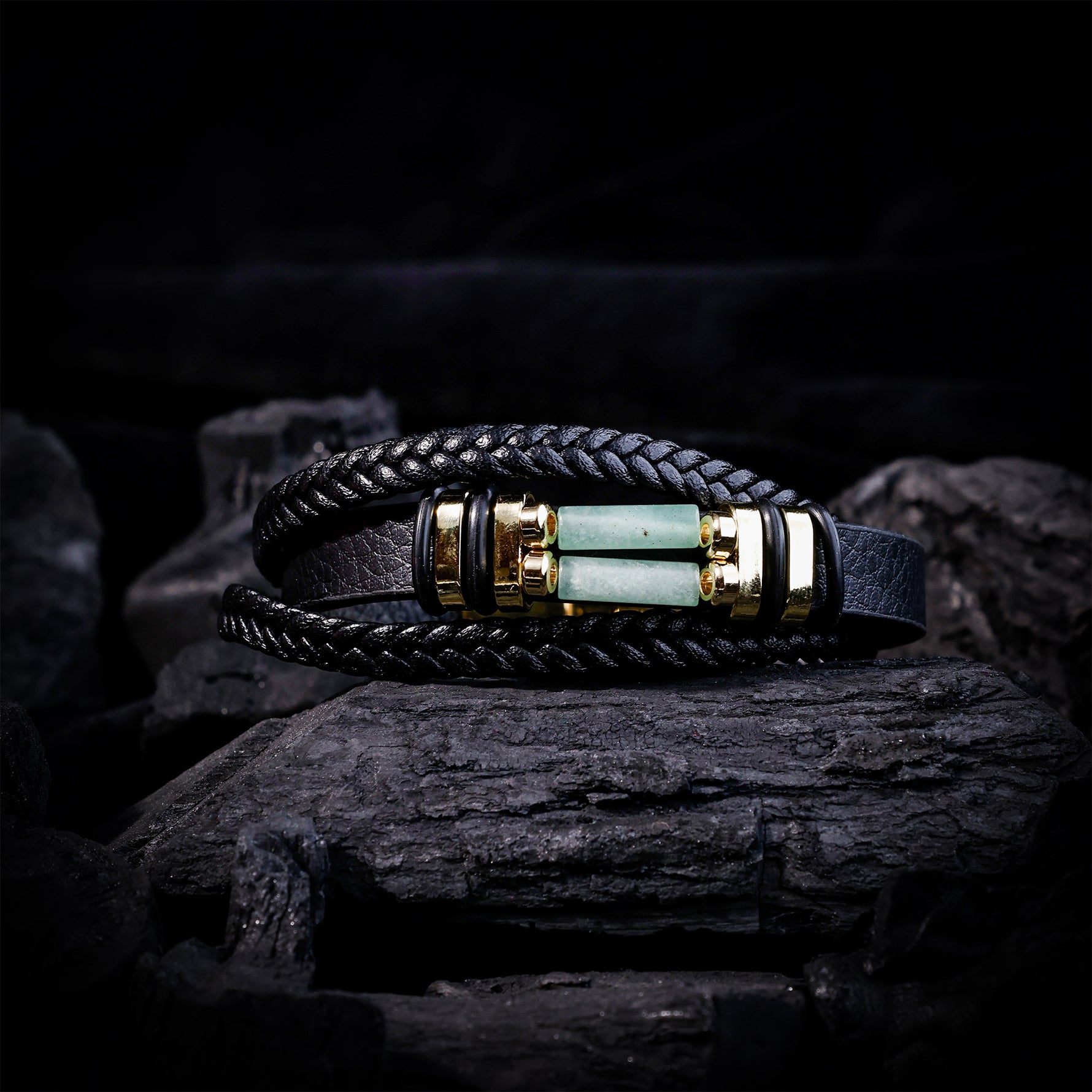 Green Aventurine Leather Bracelet - Abhimantrit