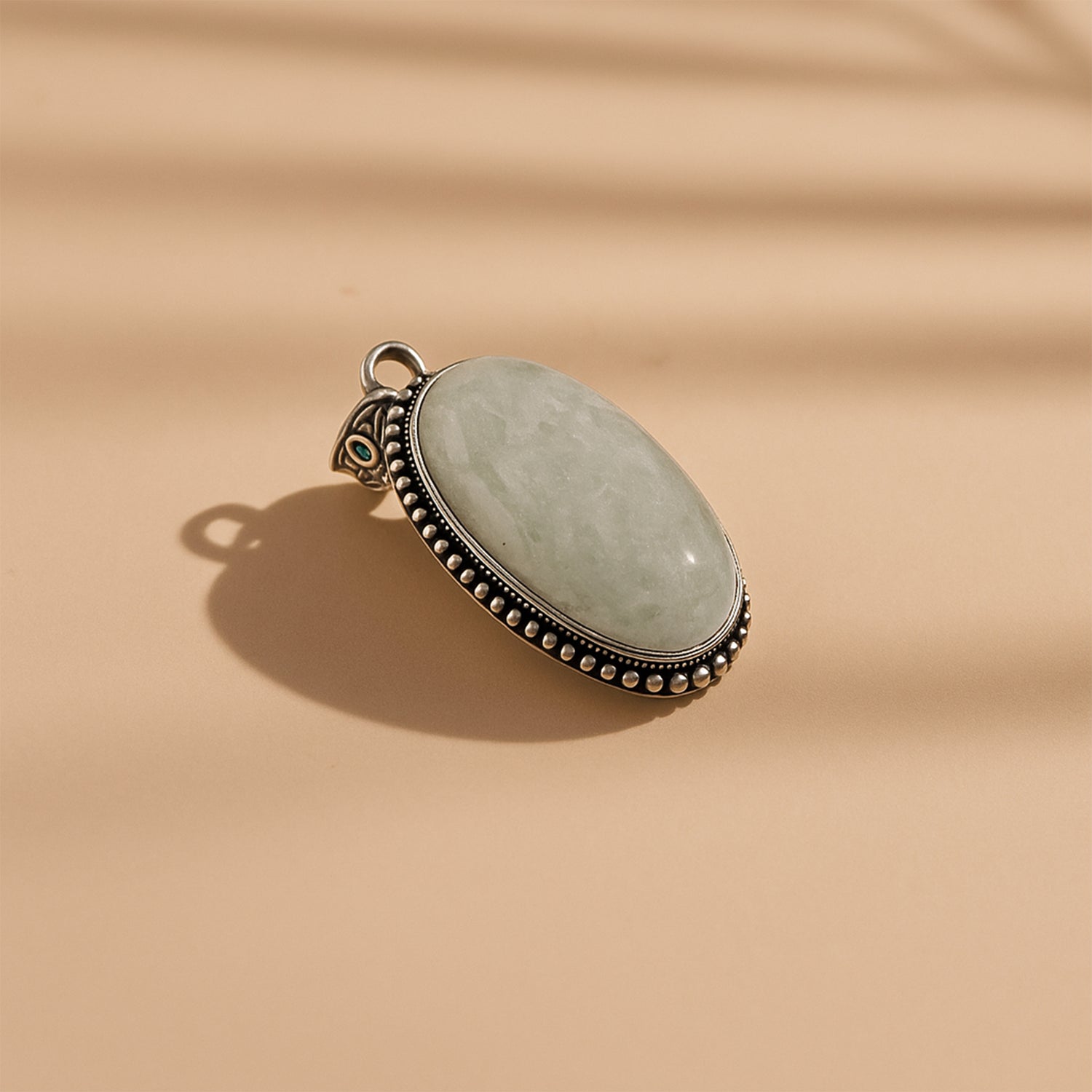 Green Aventurine Oval Stone Pendant - Abhimantrit & Certifiefd