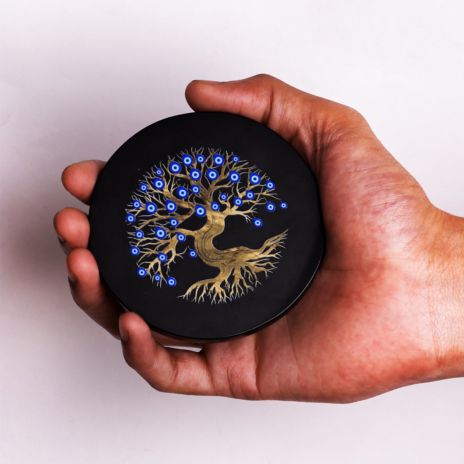 Black Tree of Life Evil Eye Plate Round - Abhimantrit