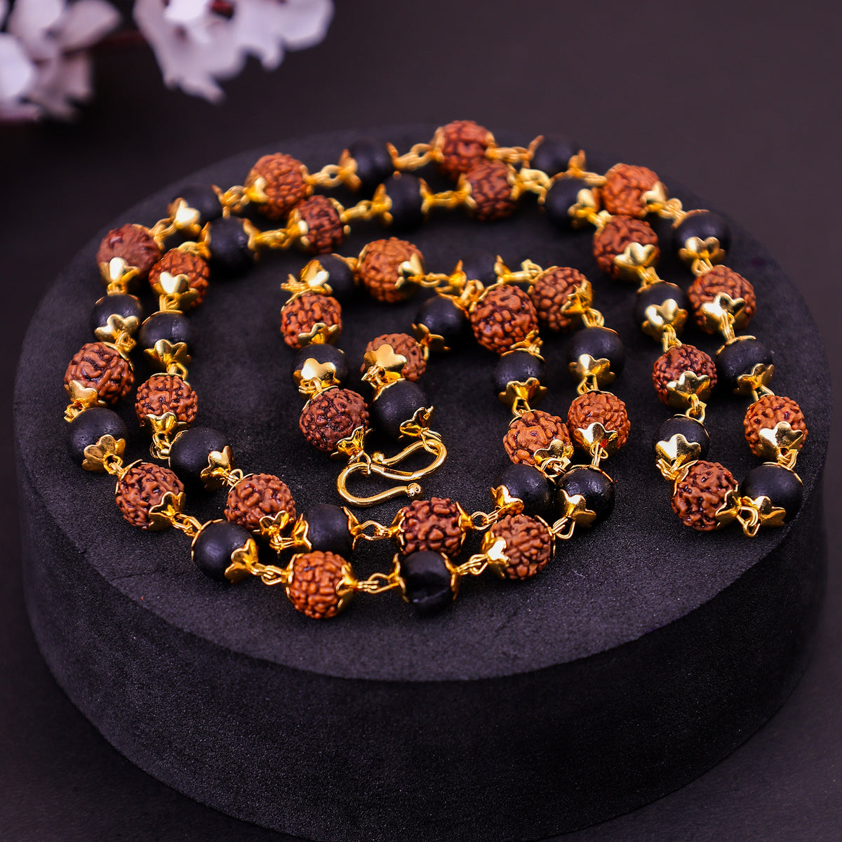 Karungali Mala With Rudraksha Beads
