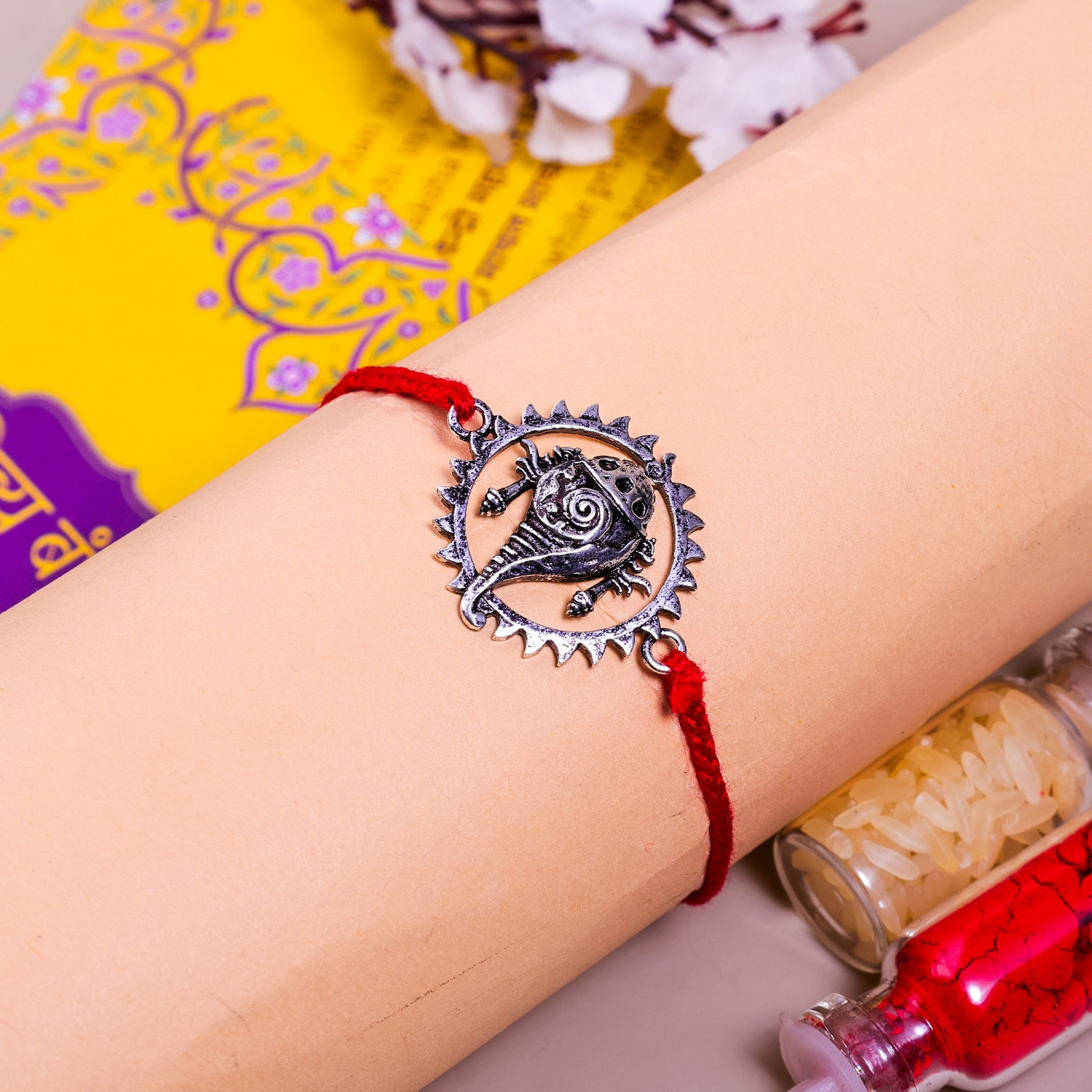 92.5 Pure Silver Shankh Rakhi92.5 Pure Silver Shankh Rakhi - Abhimantrit & Certified