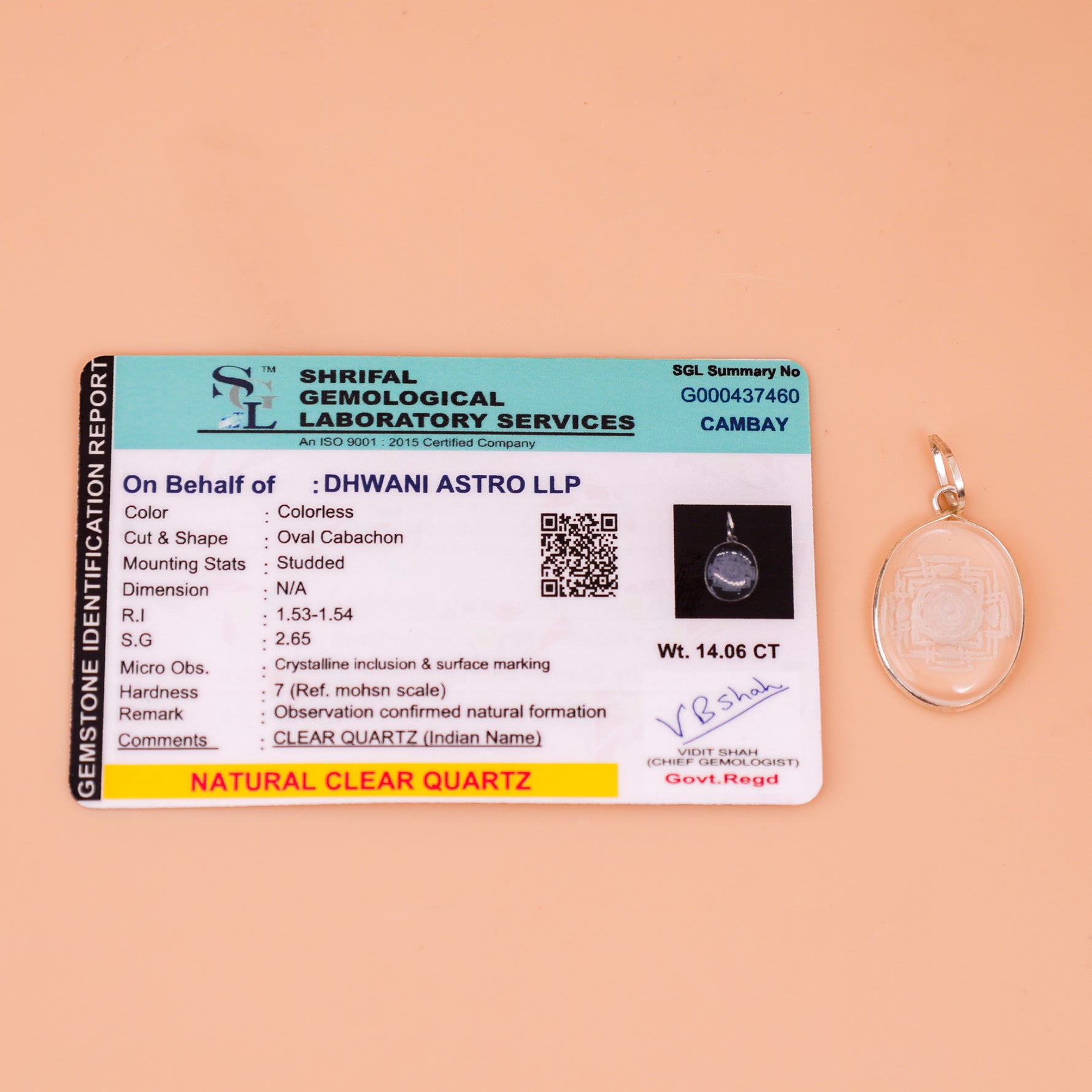 Shri Yantra Pendant - Abhimantrit & Certified