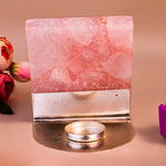 Shree Mahalakshmi Beej Dhyan Mantra Rose Quartz Tealight Holder