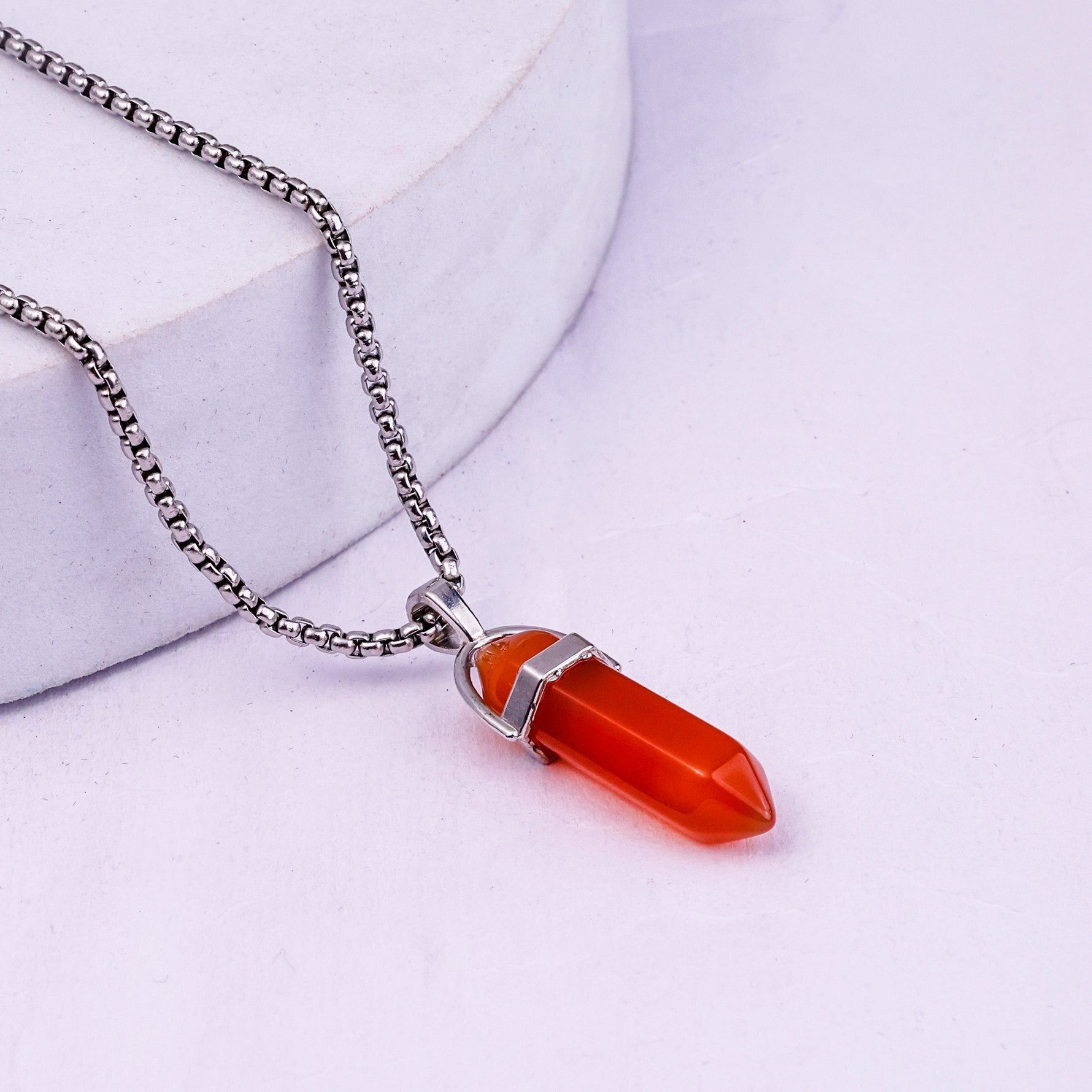 Red Carnelian Pen Shape Pendant - Abhimantrit