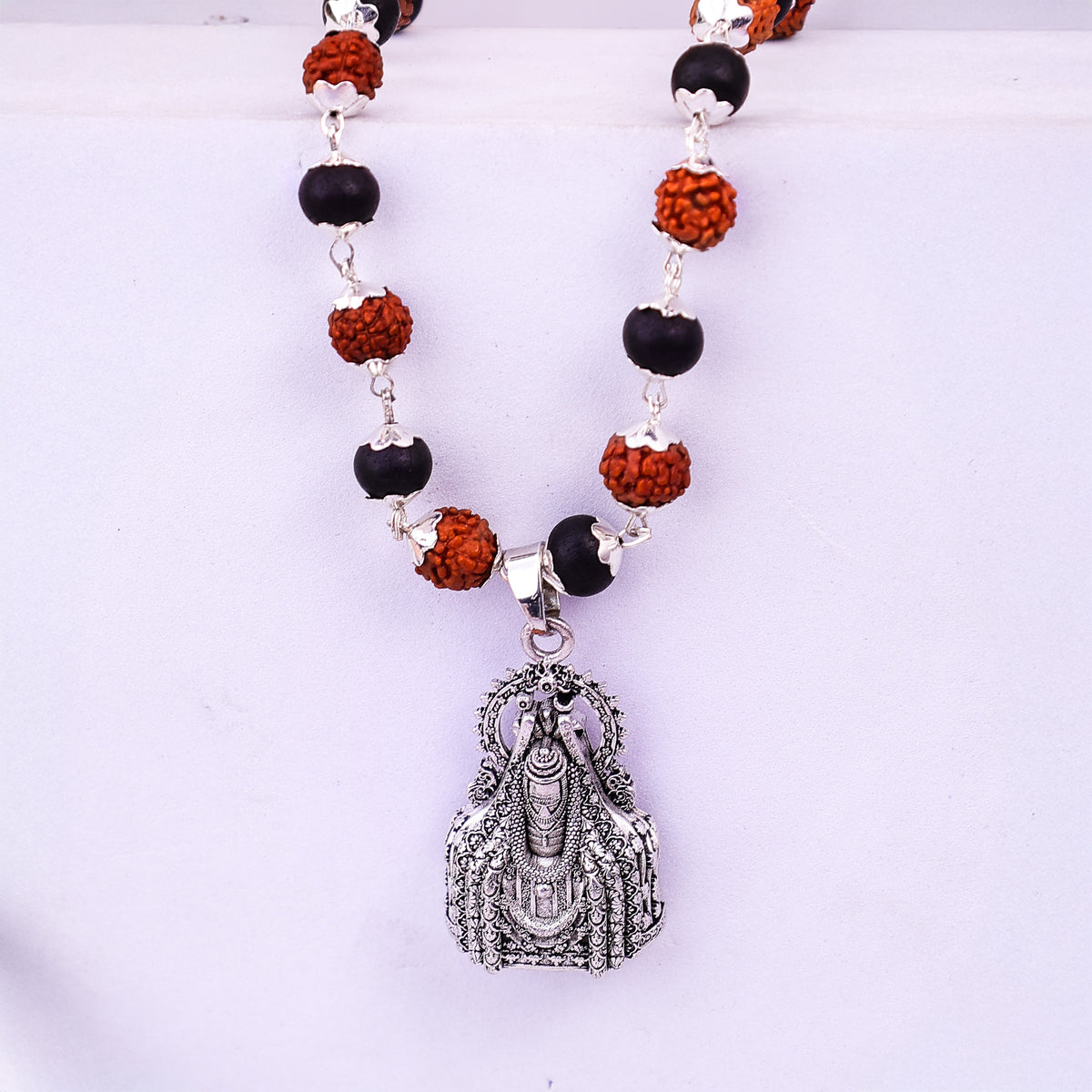 Karungali Rudraksha Mala with Mahadev Jyotirling Pendant 