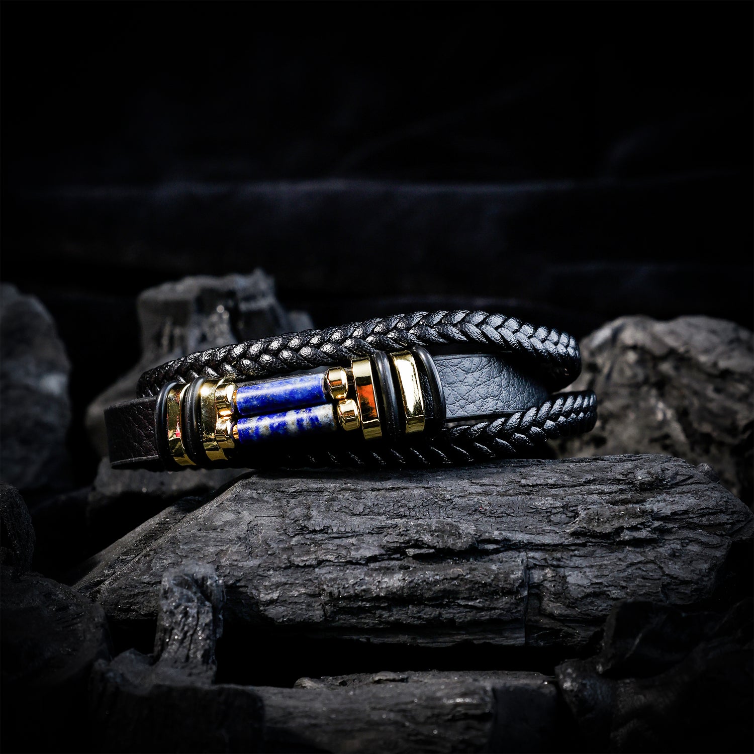Lapis Lazuli Leather Bracelet 