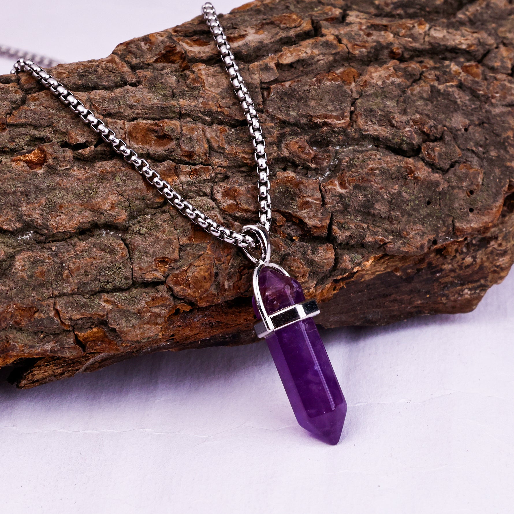 Amethyst Pen Shape PendantAmethyst Pen Shape Pendant - Abhimantrit