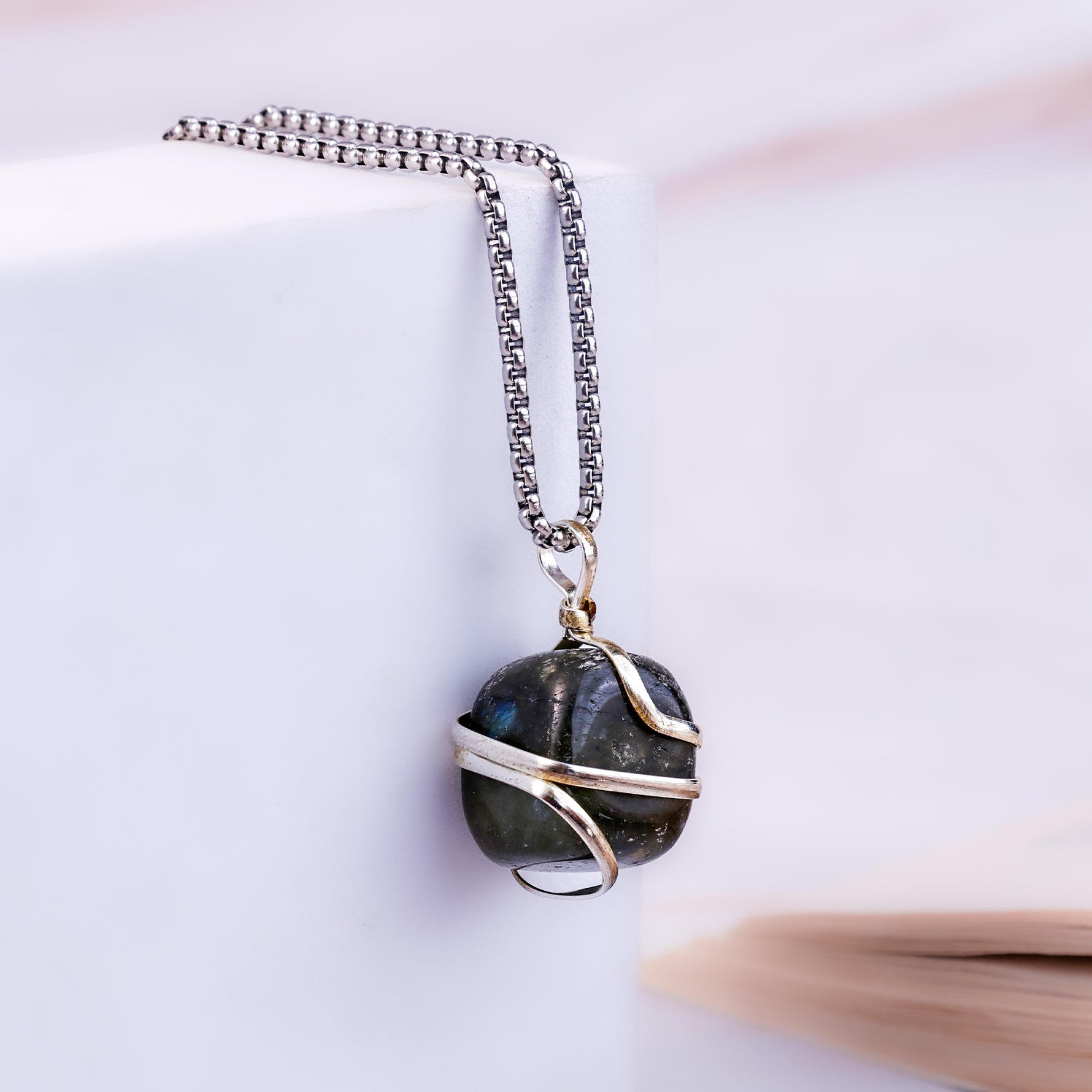 Labradorite Wrapping Pendant  -  Abhimantrit & Certified