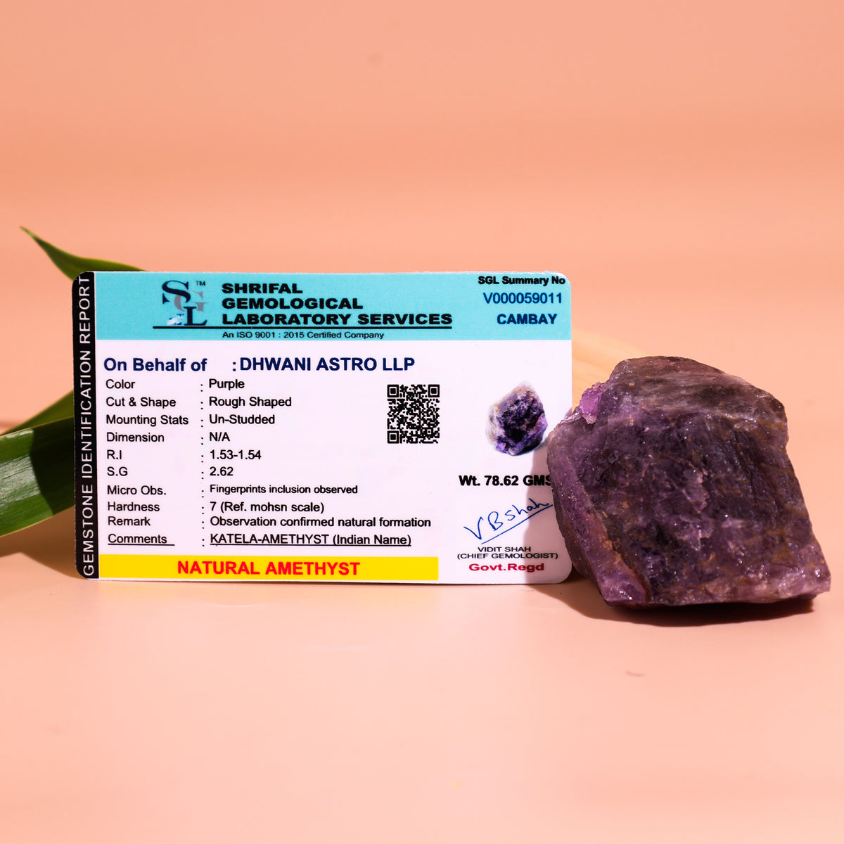 Amethyst Rough Stone - Abhimantrit & Certified