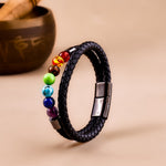 Seven Chakra Leather Bracelet