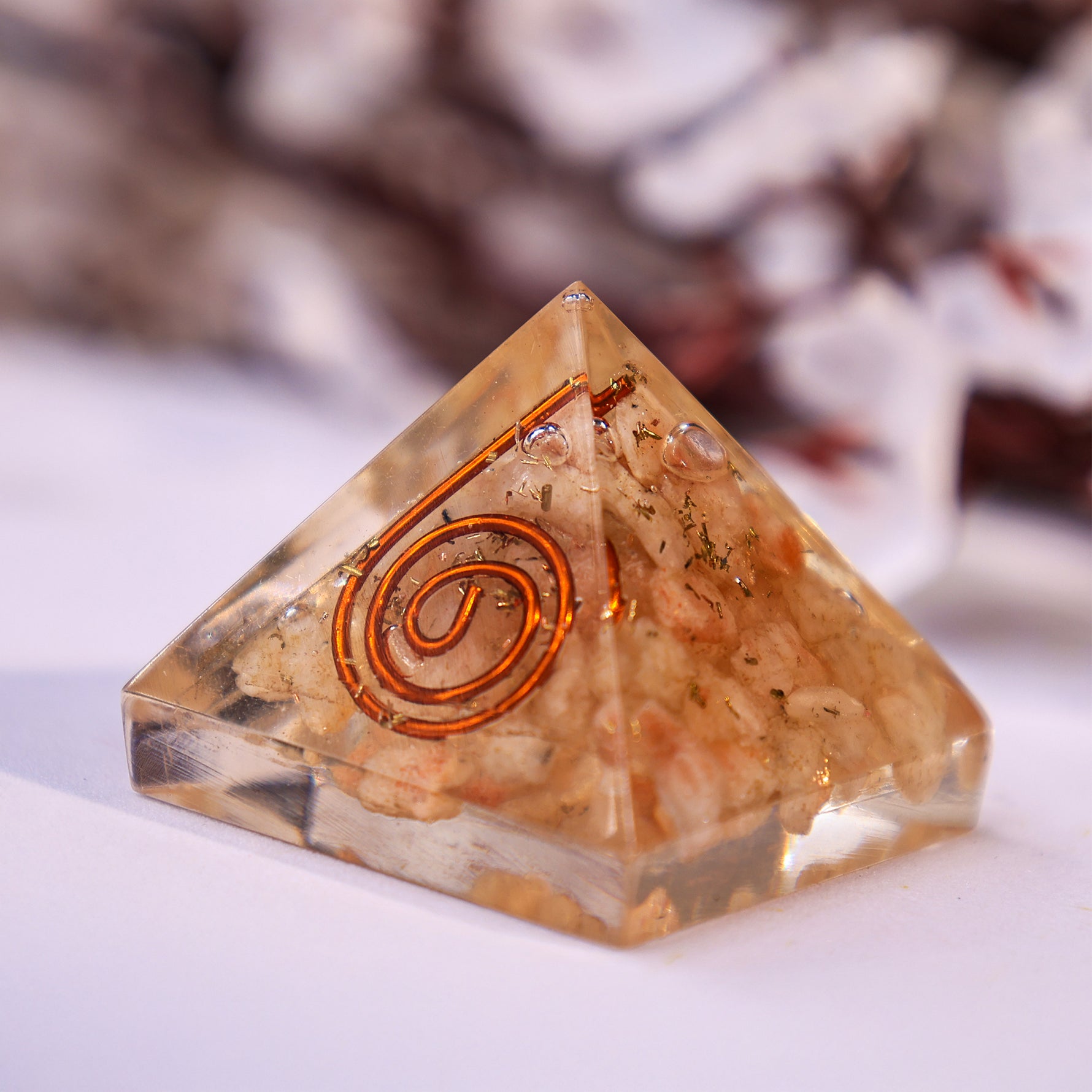 Crest Sunstone Pyramid - Abhimantrit