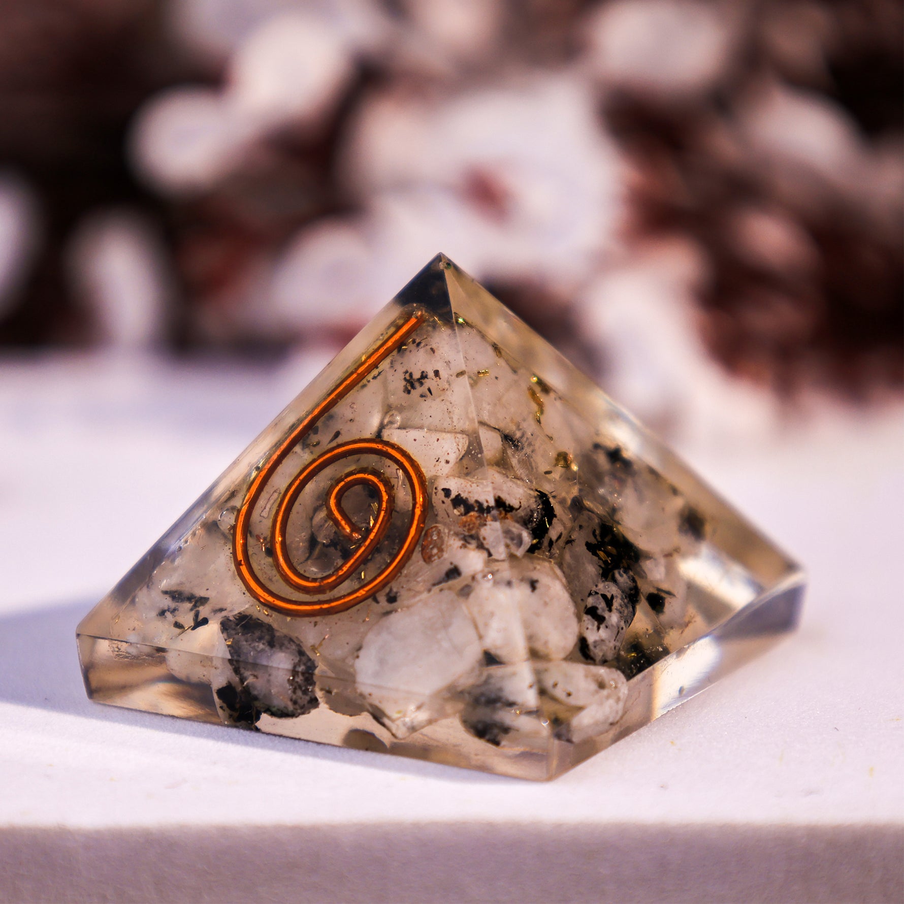 Moonstone Orgonite Pyramid - Abhimantrit