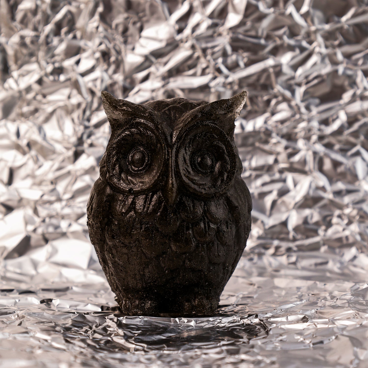 Pyrite Dust Owl Statue - Abhimantrit