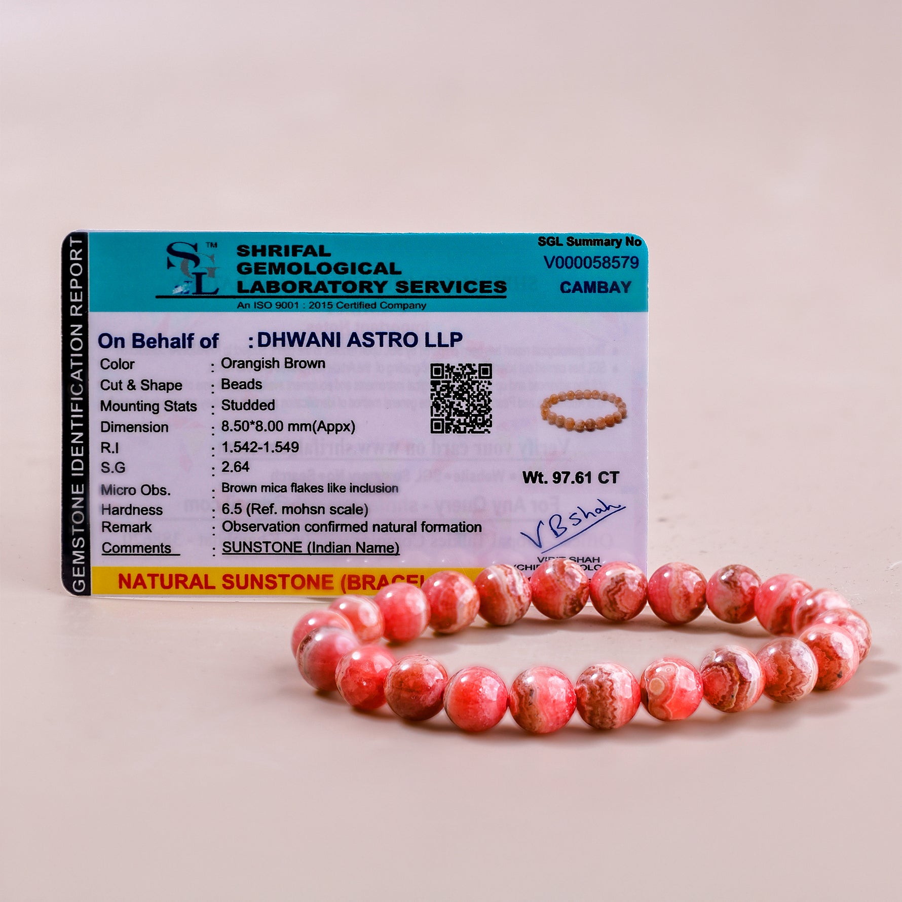 Sunstone Bracelet (Star)Sunstone Bracelet (Star)- Abhimantrit & Certified