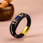 Lapis Lazuli Leather Bracelet 