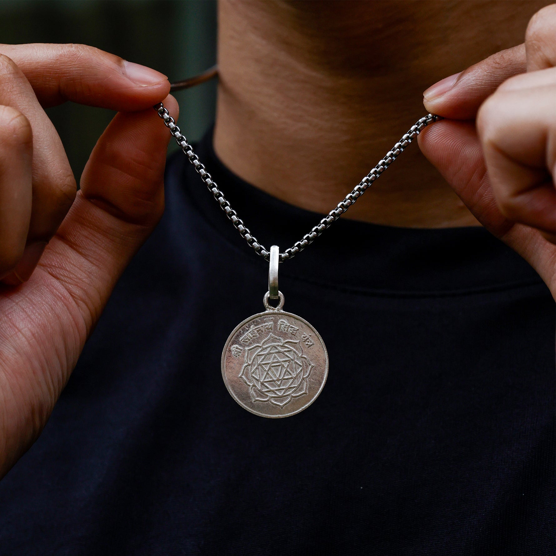 Sai Yantra Pure Silver Pendant - Abhimantrit