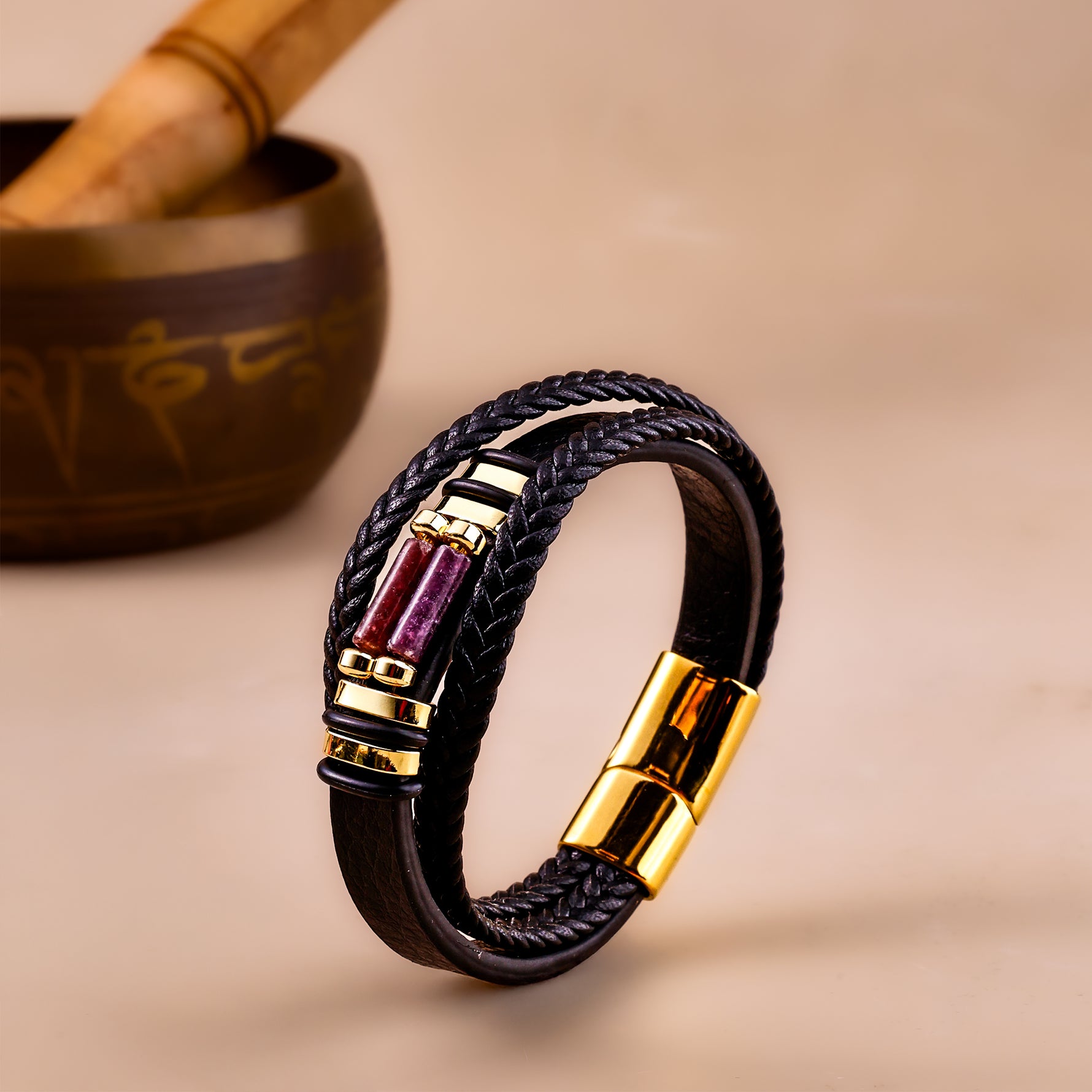 Howlite Leather BraceleAmethyst Leather Bracelet - Abhimantrit
