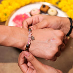 Rose quatz and tiger eye combo rakhi