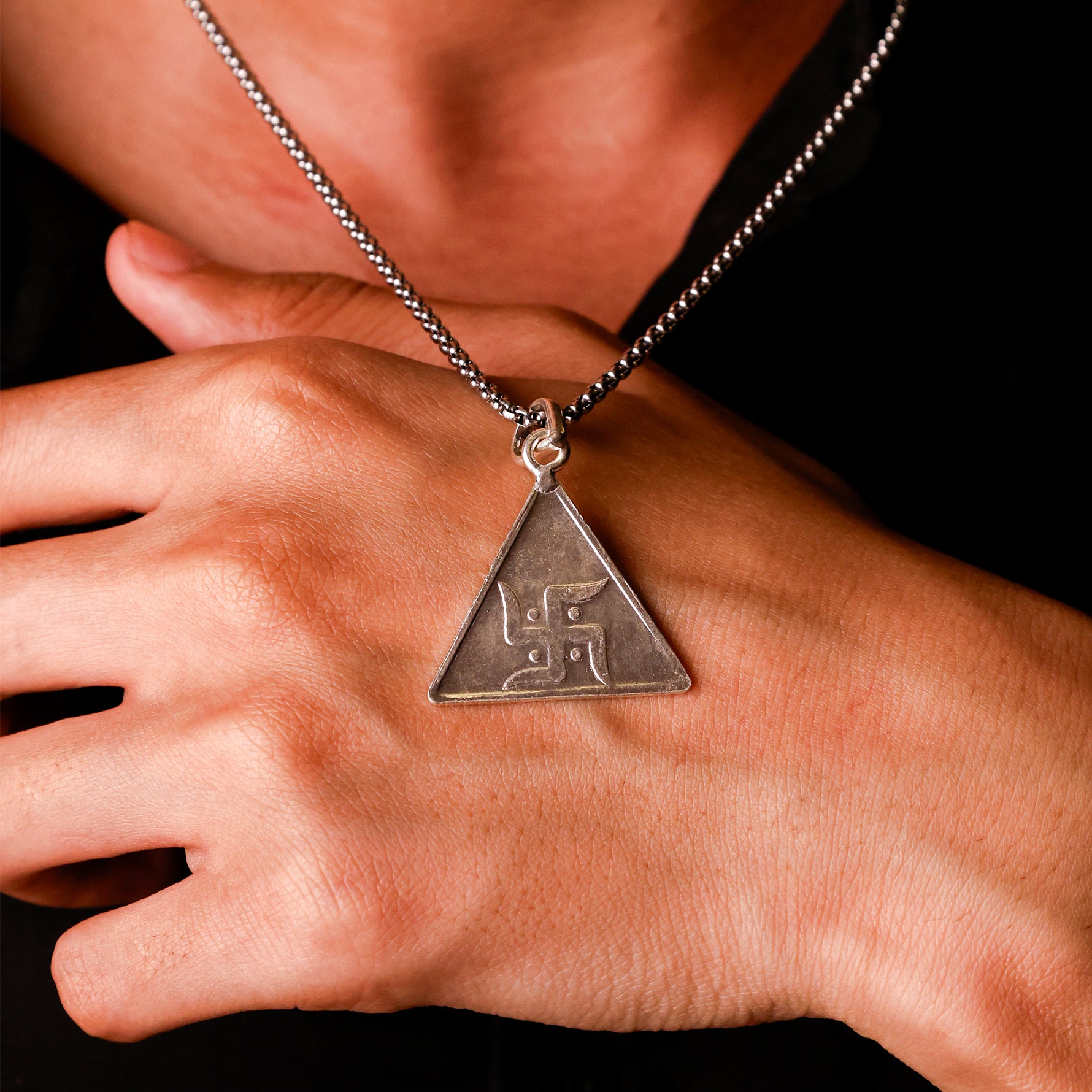 Trishakti Silver Maa Saraswati Yantra Pendant - Abhimantrit
