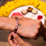 Rose quatz and tiger eye combo rakhi