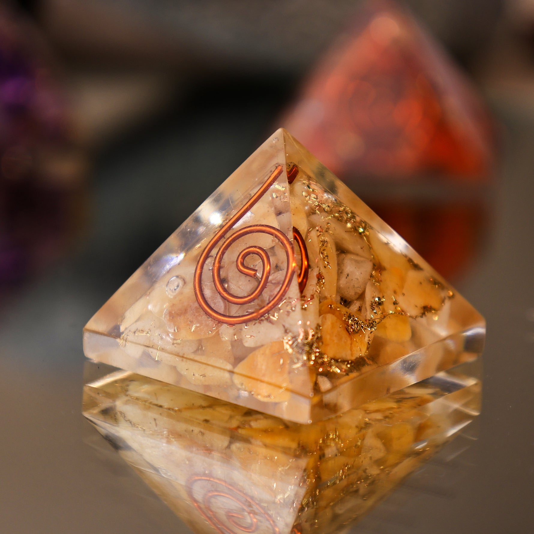 Crest Sunstone Pyramid - Abhimantrit