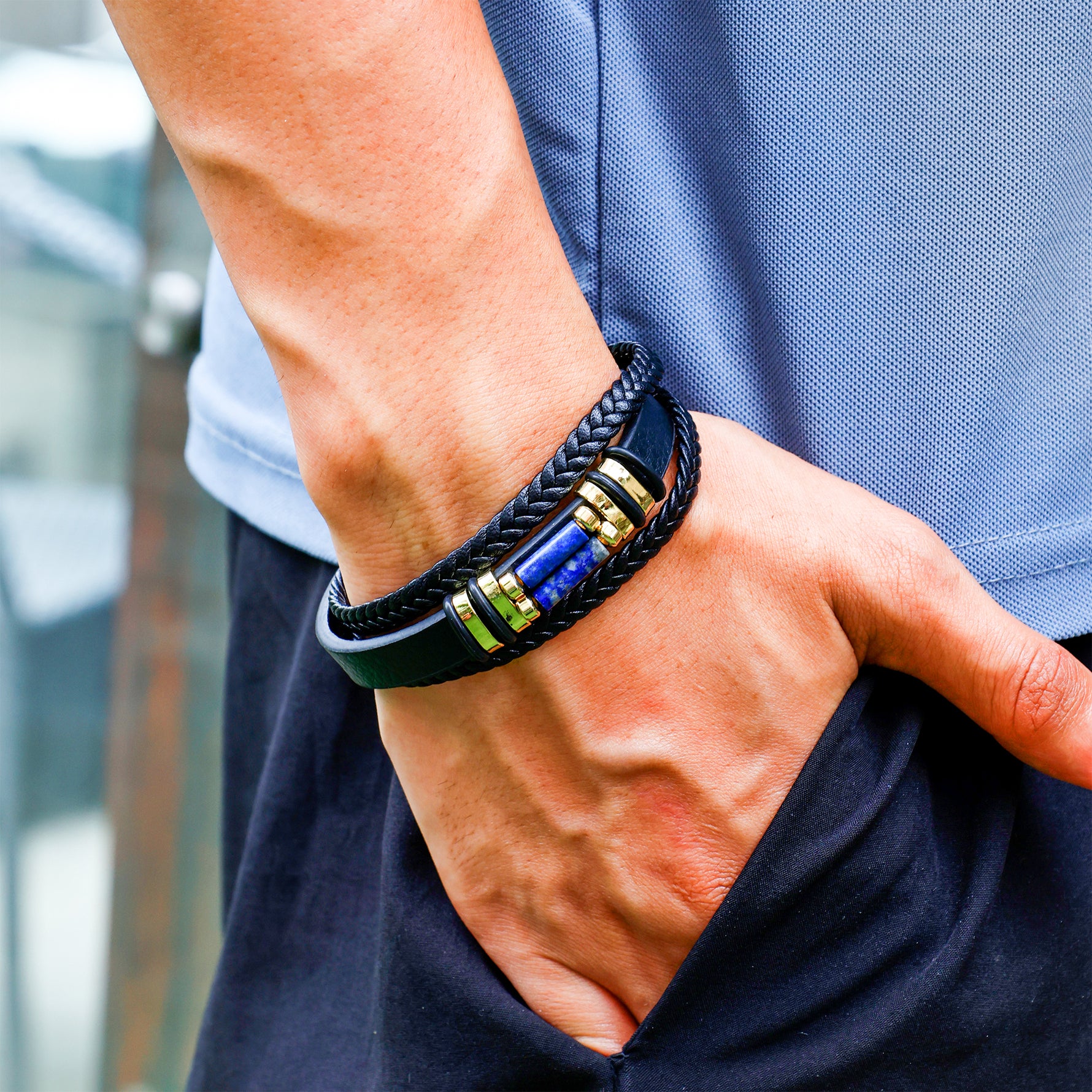 Lapis Lazuli Leather Bracelet Lapis Lazuli Leather Bracelet - Abhimantrit