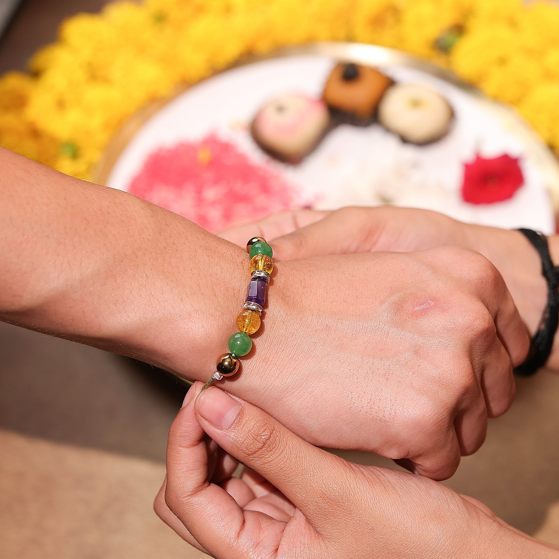 Amethyst stone rakhi - Abhimantrit
