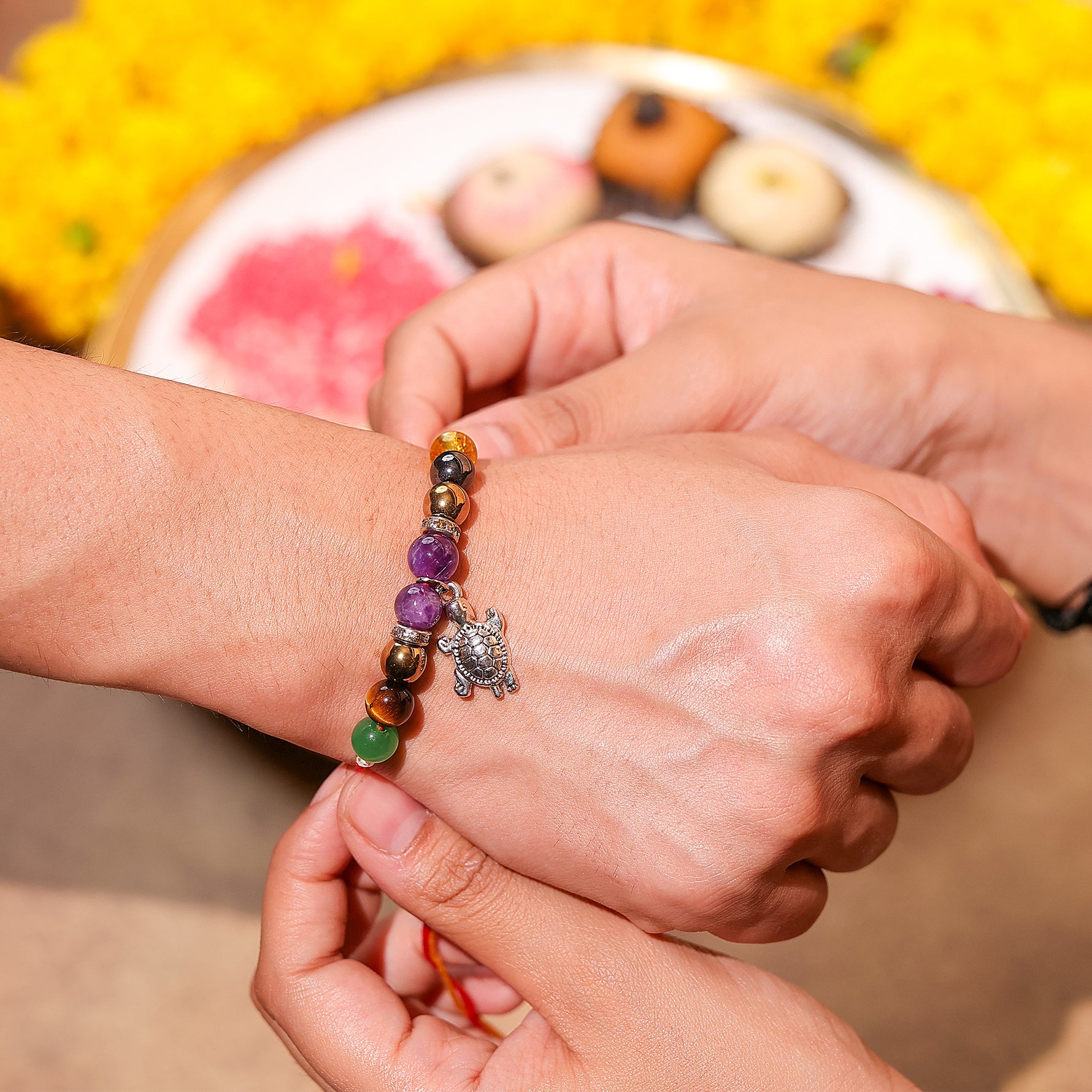 Turtle charm rakhi - Abhimantrit