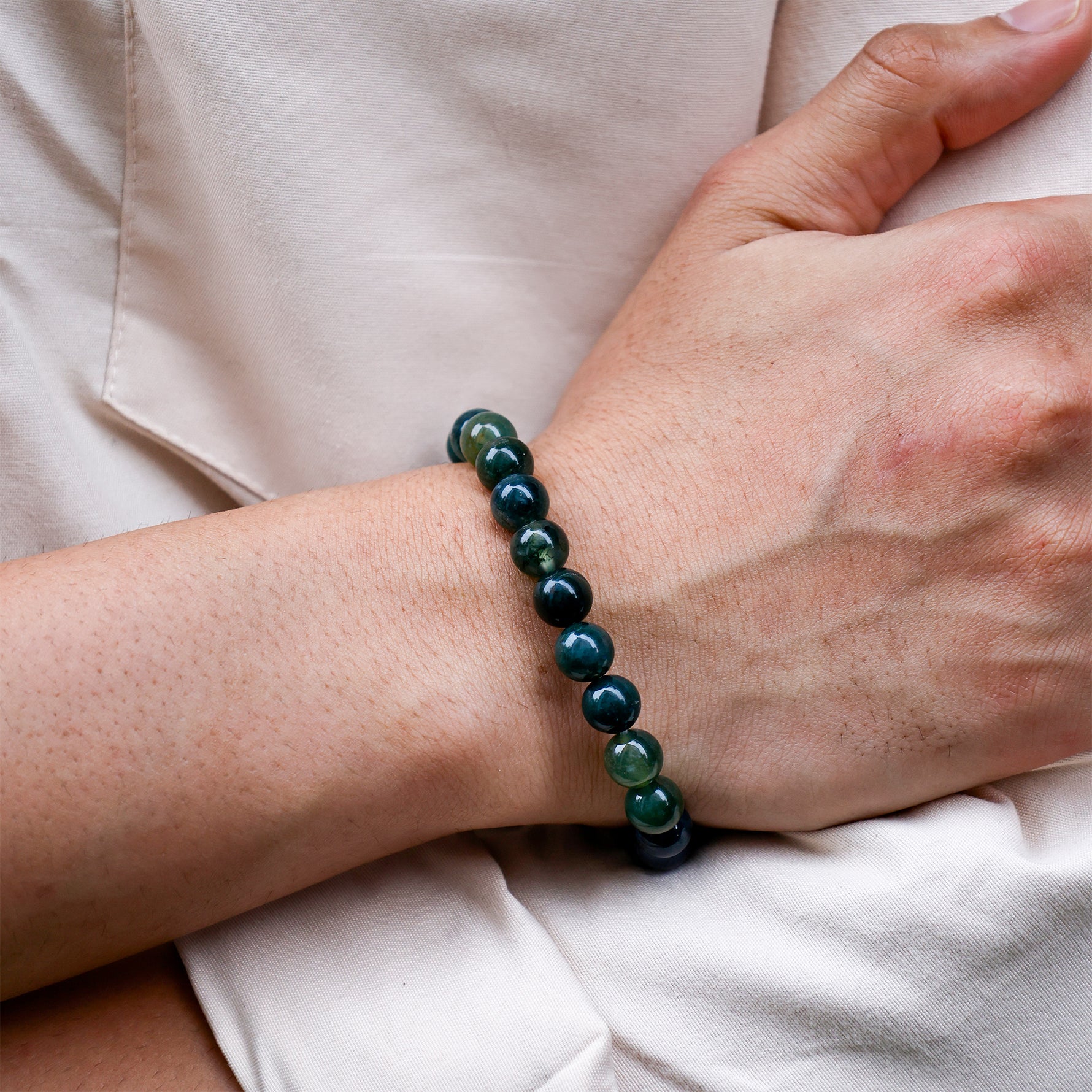 Moss Agate BraceletMoss Agate Bracelet - Abhimantrit & Certified