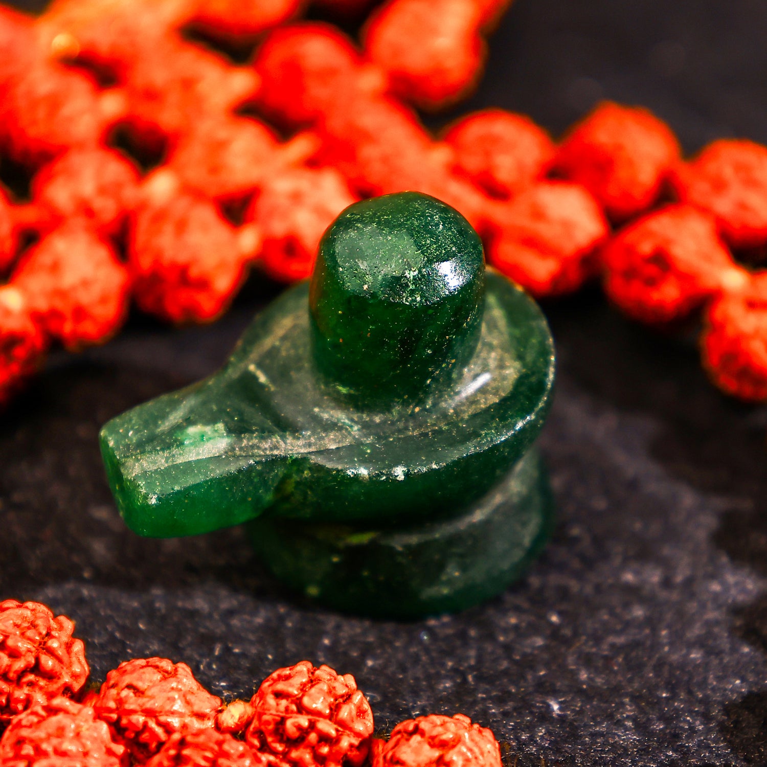 Green Jade Shivling Idol - Abhimantrit