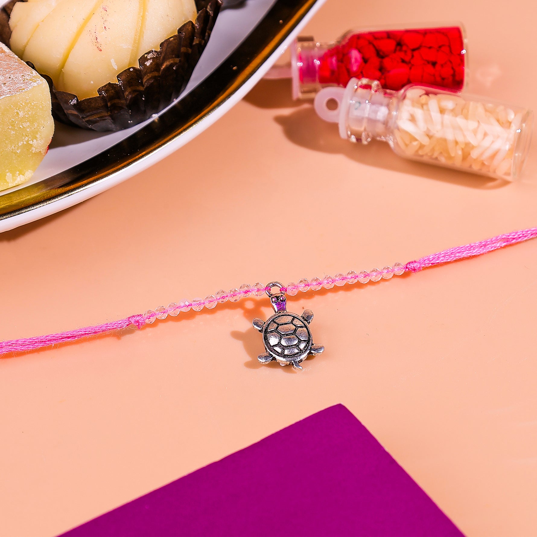 92.5 Pure Silver Turtle Rakhi - Abhimantrit & Certified