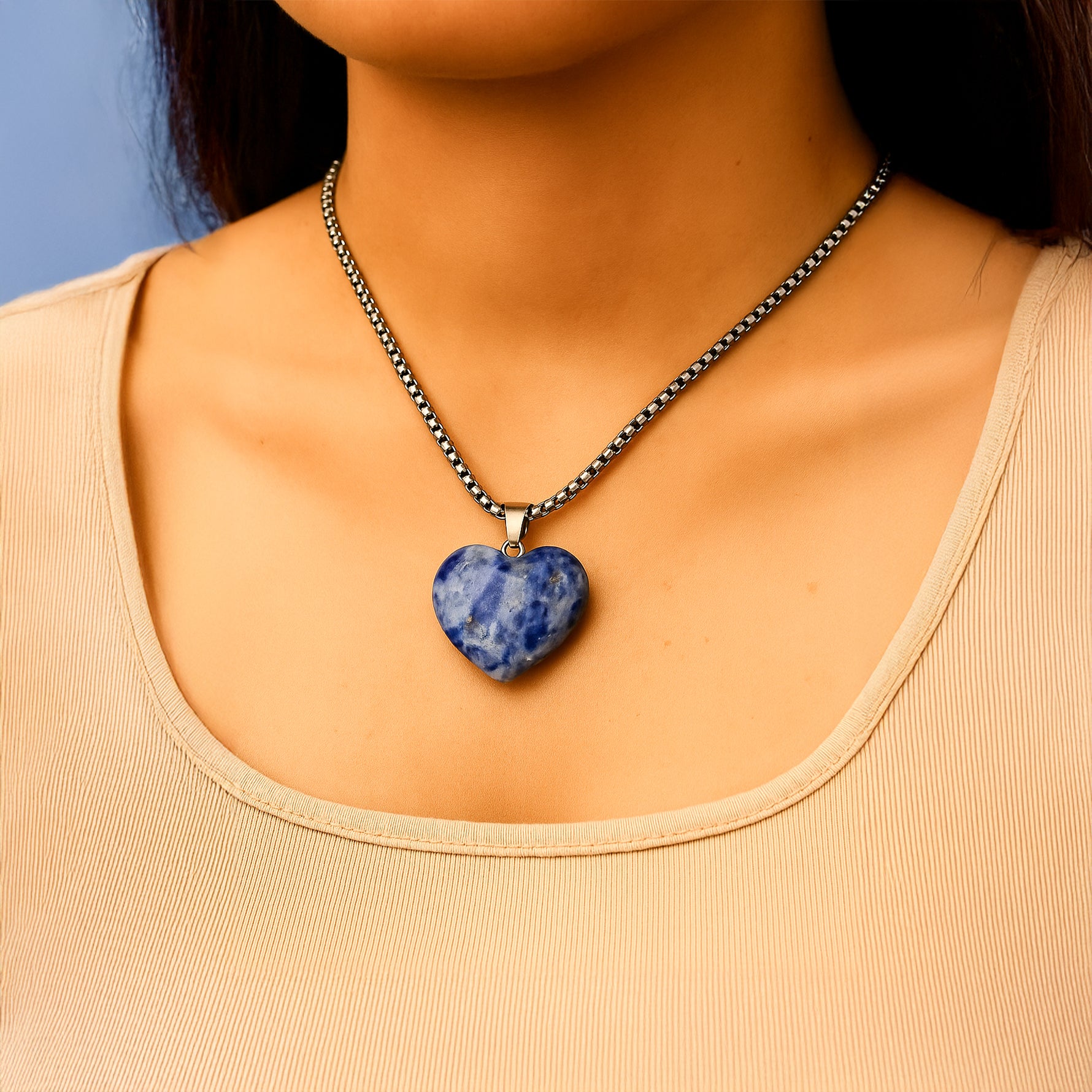 Sodalite Heart Pendant - Abhimantra & Certified