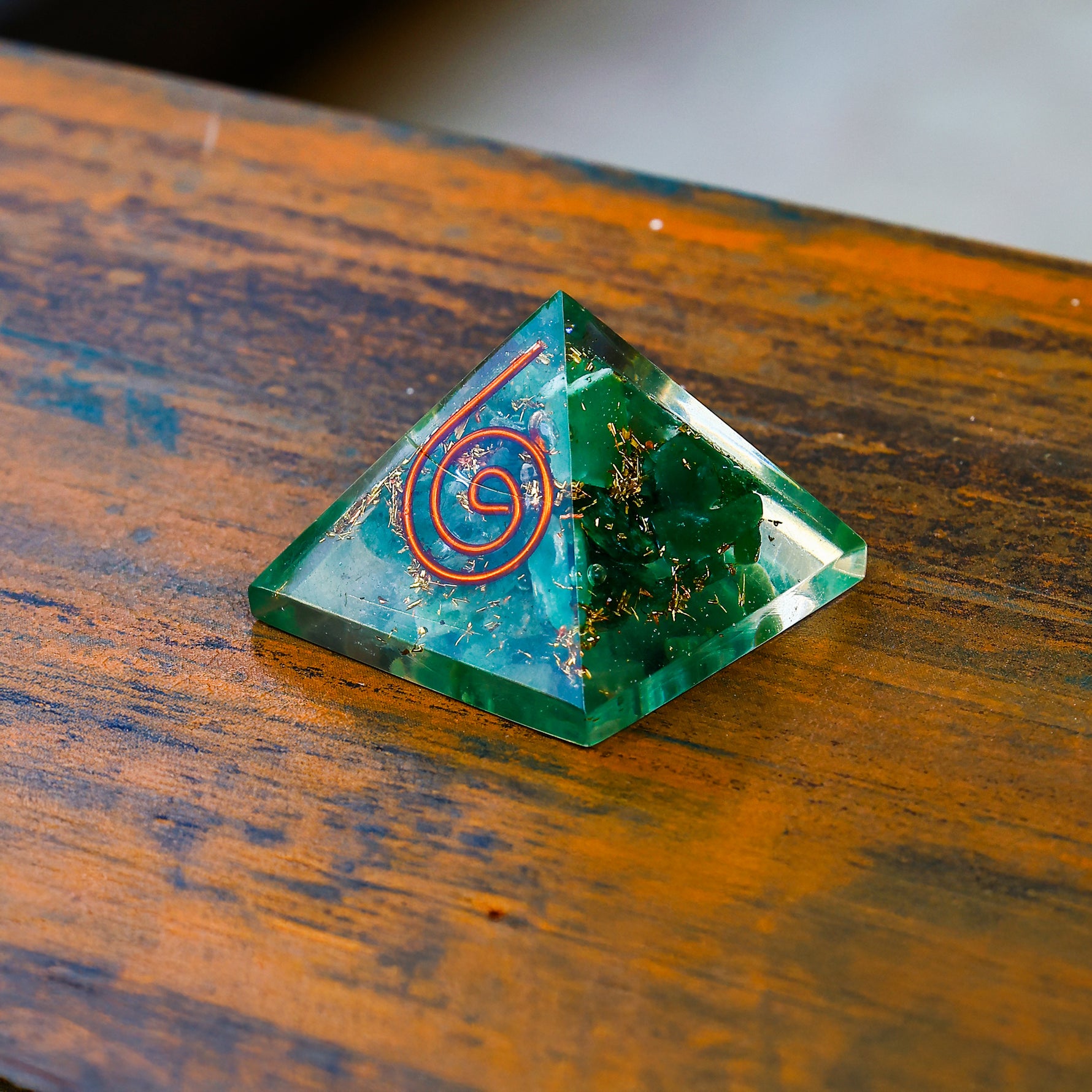 Green Jade Pyramid - Abhimantrit