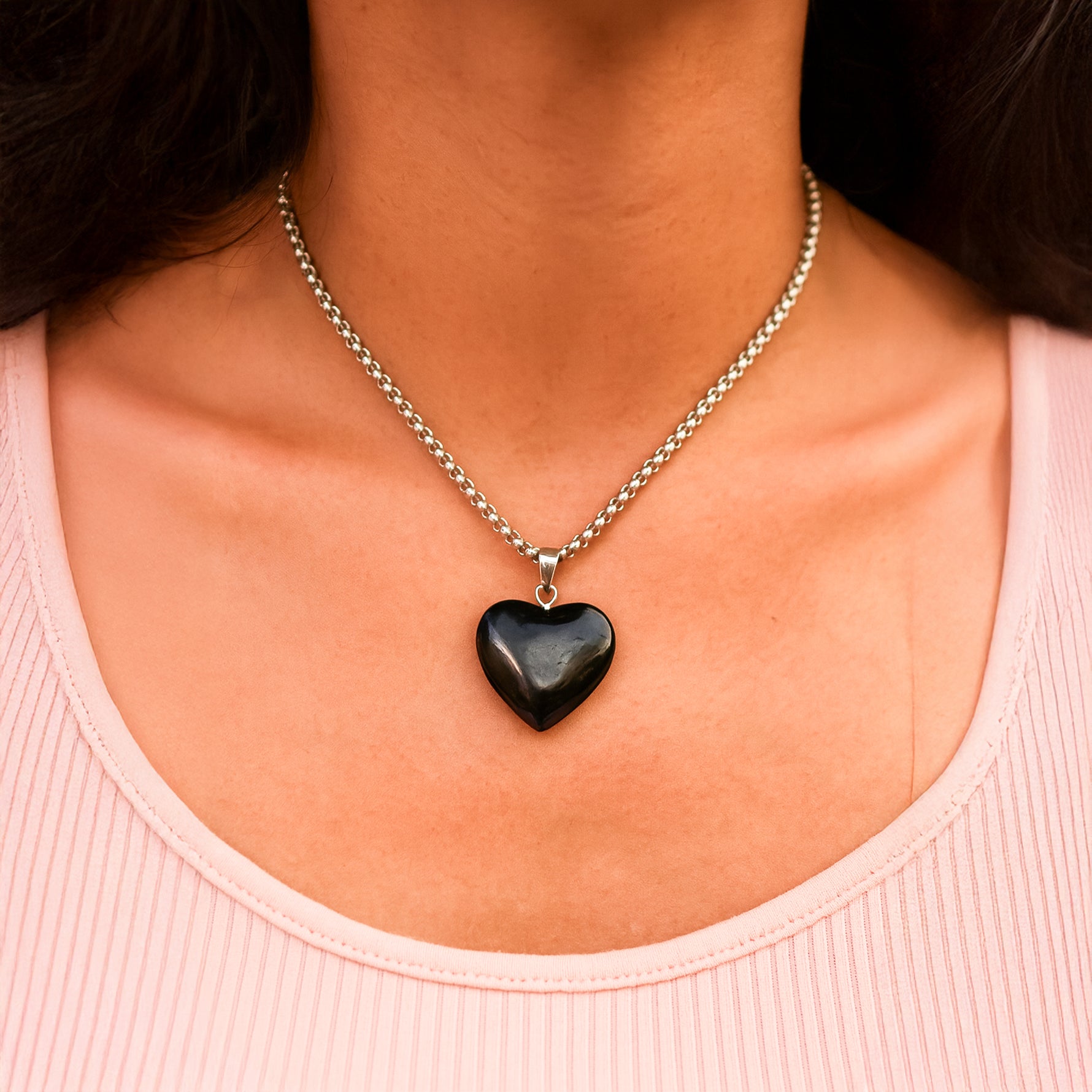 Black Obsidian Heart Pandent - Abhimantrit & certified