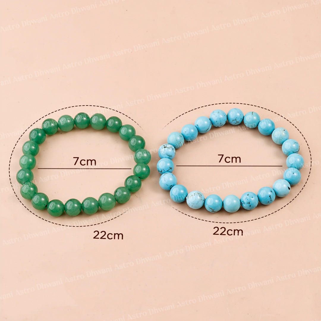 Vyapaar main Din Dugni Raat Chaugni (Green Aventurine & Turquoise Bracelet) - Abhimantrit & Certified