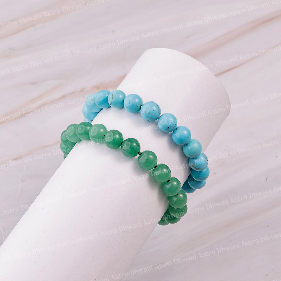 Vyapaar main Din Dugni Raat Chaugni (Green Aventurine & Turquoise Bracelet) - Abhimantrit & Certified