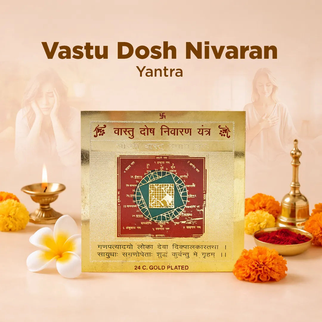 Vastu Dosh Nivaran Yantra with decorative elements on a beige background