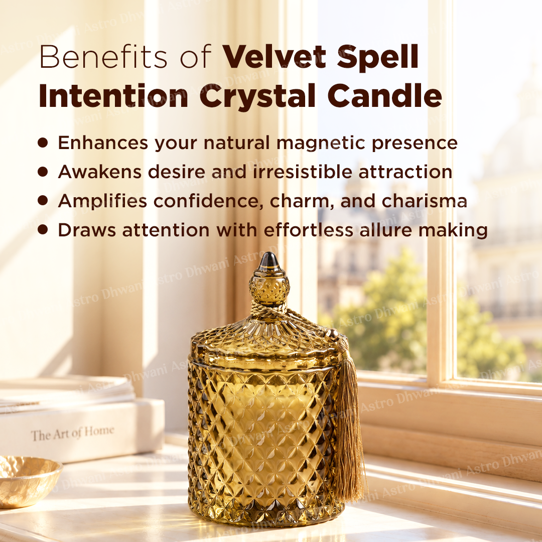 Velvet Spell Intention Crystal Candle – Dark Velvet Oudh Fragrance