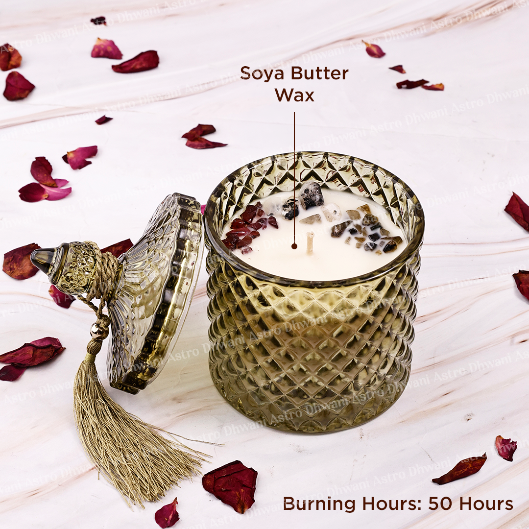 Velvet Spell Intention Crystal Candle – Dark Velvet Oudh Fragrance