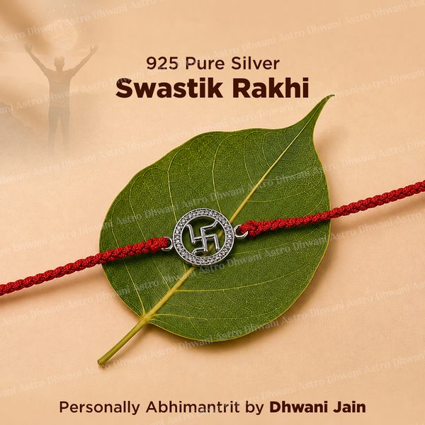 925 Pure Silver Swastik Rakhi – Sterling Silver Swastik Rakhi for Prosperity, Protection & Good Fortune | Raksha Bandhan Gift for Brother