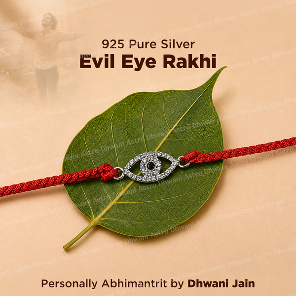 925 Sterling Silver Evil Eye Rakhi | Pure Silver Raksha Bandhan Thread | Handmade Spiritual Protection Rakhi | Adjustable Sacred Rakhi for Brother